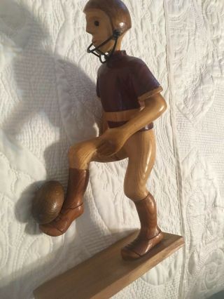Rare Vintage Romer Football Player Hand Carved Figurine 12” Made In Italy