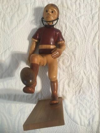 Rare Vintage Romer Football Player Hand Carved Figurine 12” Made In Italy 2