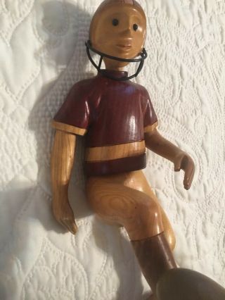 Rare Vintage Romer Football Player Hand Carved Figurine 12” Made In Italy 8