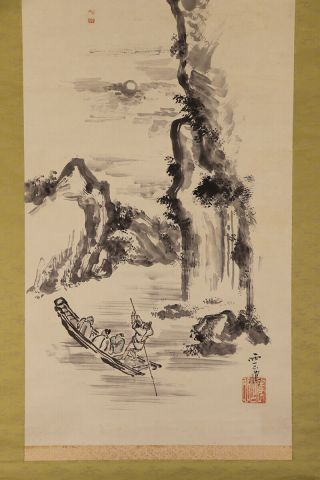JAPANESE HANGING SCROLL ART Painting Sansui Landscape Asian antique E7829 4