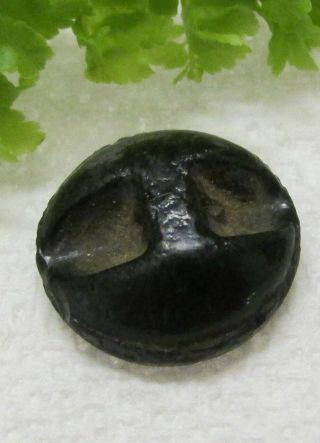 CUTE VICTORIAN BLACK GLASS BUTTON W/ GOLD LUSTER BEE INSECT A6 2