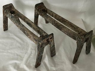 Cast - Iron Andirons,  Fire Place,  Wood Stove,  Log Holder,  Grate,  Replaceable Rails