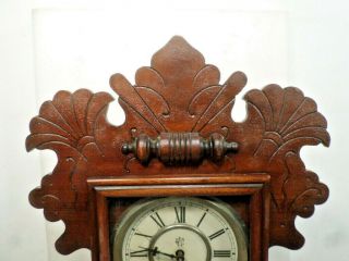 Carved American Waterbury 8 Day Striking Walnut Parlor Clock - - Circa 1880 2