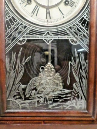 Carved American Waterbury 8 Day Striking Walnut Parlor Clock - - Circa 1880 3