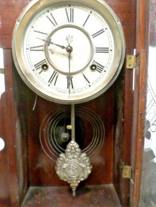 Carved American Waterbury 8 Day Striking Walnut Parlor Clock - - Circa 1880 5