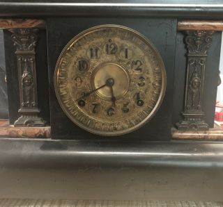 Antique 1880 Seth Thomas Adamantine Mantle Clock Key/pendulum/chimes/working