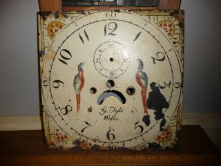 Antique 18th / 19th C.  Hand Painted Long Case Clock Dial - G.  Tyte,  Wells