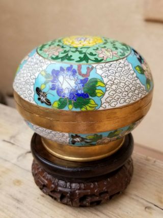 A Fine Chinese Antique Cloisonne Enamel over Brass Covered Bowl, 5