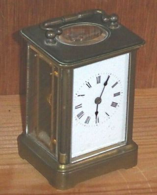 Cute Little 19th C Floating Balance Brass Carriage Clock,  4 " Tall,  Needs Work