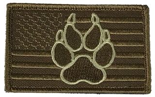 Desert Tan Subdued American Flag Dog Paw Patch - Hook And Loop Back - Vet Owned
