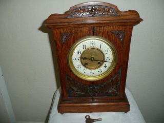 Large,  Edwardian,  Oak Case Mantle Clock,  Bha / Becker Movement.  Order.
