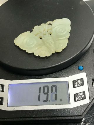 Vtg 2pc Carved Chinese Celadon Jade Butterfly Disc Figurine Amulets 6