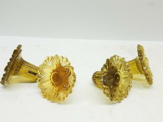 4 Antique Vintage Flower Floral Amber Glass Curtain Drapery Tie Back