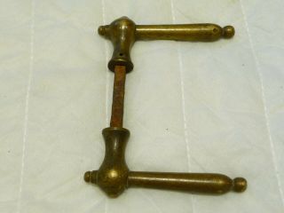 Antique Pair French Brass Lever Door Handles Small 1/4 " X 1/4 " Square Spindle