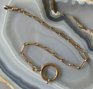 Vintage Gold Filled 9″ Pocket Watch Chain Fob,  Large Spring Ring,  Bccco