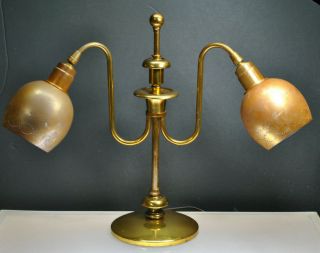 Antique Art Deco Design Articluating Dual Copper Head Desk Lamp