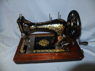 1895 Singer 28k " Gold Roses " Hand Crank Sewing Machine Fantastic