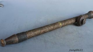 Ancient Chinese Hand Smoked Pipe Brass Cigarette Holder Statue