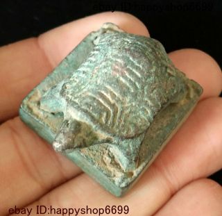 Chinese Dynasty Palace Bronze Tortoise Turtle imperial Seal Stamp Signet Statue 2