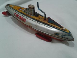 Rare Vintage Made In Japan Tin Litho Modern Toys Tin Wind Up Submarine