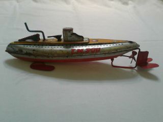 Rare Vintage Made in Japan Tin Litho Modern Toys Tin Wind Up Submarine 2