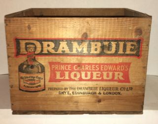 Vintage Drambuie Liqueur Scotland Wooden Crate Box 15 1/2 " X 13 1/2 " Cond