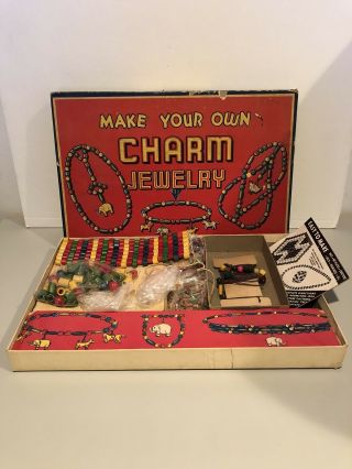 Vintage Make Your Own Charm Jewelry Beads Bracelets Necklaces Kit Very Rare