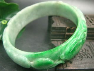 Antique Chinese Celadon Nephrite Grade A - Jade Bangle Hollowed Flows Bracelets