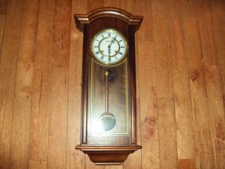 Wooden Waltham Regulator 31 Day Chime Wall Clock & Key Id:45154