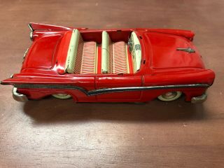 Vintage HAJI Japan Ford Fairlane Convertible 1950 ' s Tin Litho Friction Toy Car 2