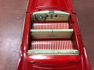 Vintage HAJI Japan Ford Fairlane Convertible 1950 ' s Tin Litho Friction Toy Car 8