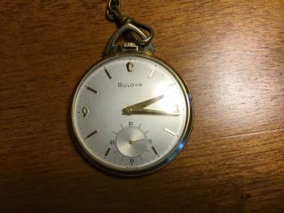 BULOVA BUCKINGHAM 1972? HAND - WINDING MECHANICAL 17J POCKET WATCH RUNNING 2