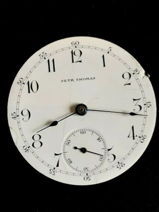 18s Seth Thomas 17j Adj.  Private Label Pocket Watch Movement Runs