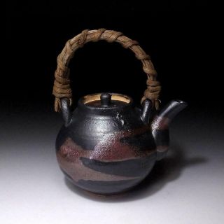 TQ1: Vintage Japanese Pottery Sencha Tea Pot with Wooden handle,  Seto ware 2