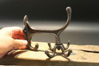 Antique Vintage Style Rust Cast Iron Hook Rotating Bracket Spinning Coat Hanger