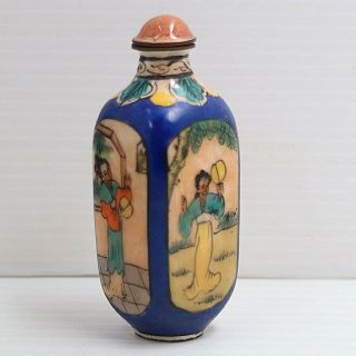 COLLECTIBLE ANTIQUE CHINESE PORCELAIN SNUFF BOTTLE CERAMIC HAND PAINT CLASSICAL 2