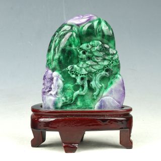 100 Natural Jadeite Jade Handwork Carved Pine Tree & Old Man Statue Gl2092