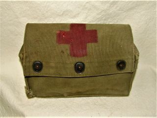 Vintage Military Field Pouch 8 1/2 " Long X 3 " Wide & 5 " Tall,  Origin Unknown