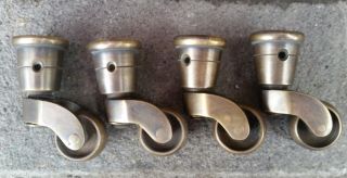 4 Vintage Style Solid Brass Strong Small Swivel Caster Wheel Brass Round Cap W5