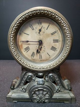 Vintage Antique Alarm Clock Cast Metal Seth Thomas Wind Up Mantel Mantle " Parts "