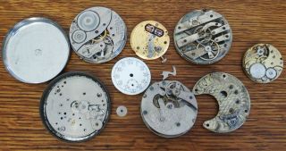 Old Pocket & Wrist Watch Movements Swiss Engraved Omega Accutron Elgin