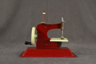 Vintage Children ' s SEWING MACHINE Metal Toy Red & Cream Gateway Junior 3