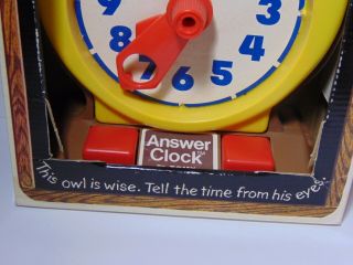 Vtg 1975 TOMY ANSWER CLOCK OWL TIME TELLING PRESCHOOL LEARNING TOY BOX 5