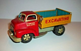 Vintage Line Mar Tin Toy Dump Truck Friction Motor Stamford Builders