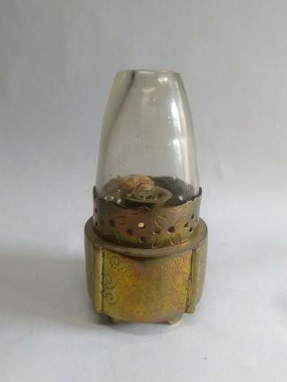 Antique Brass Opium Den Lamp Round Base