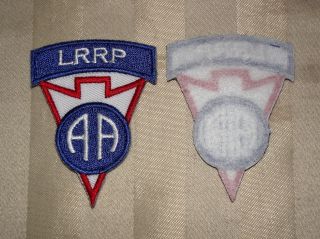 Two (2) Full Color 82nd Abn Lrrp School Patch With Army Recondo Recon