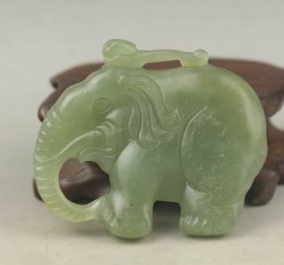Chinese old natural hetian jade hand - carved elephant pendant 2 inch 2