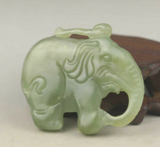 Chinese old natural hetian jade hand - carved elephant pendant 2 inch 3