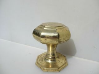 Large Late Vintage Brass Centre Door Knob Handle Pull Old Plate Georgian Style
