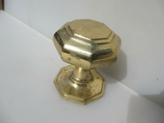 Large Late Vintage Brass Centre Door Knob Handle Pull Old Plate Georgian STYLE 3